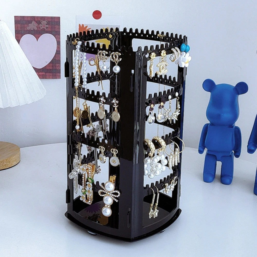 Présentoir à bijoux rotatif à 360 degrés pour boucles d'oreilles