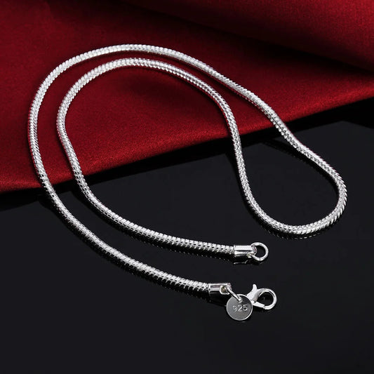 1MM/2MM/3MM Massive Schlangenkette aus 925er Sterlingsilber