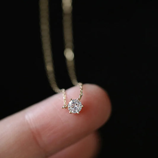 Collier polyvalent en argent sterling 925 plaqué or 14 carats avec zircon scintillant unique