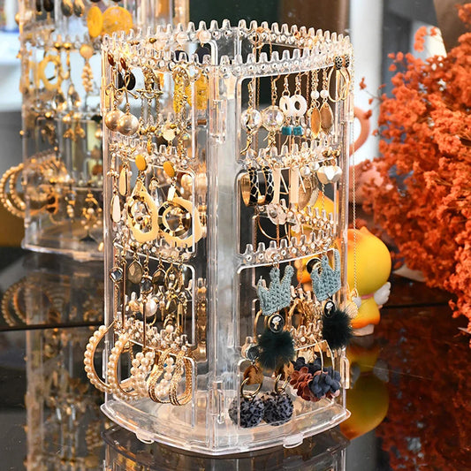 Présentoir à bijoux rotatif à 360 degrés pour boucles d'oreilles