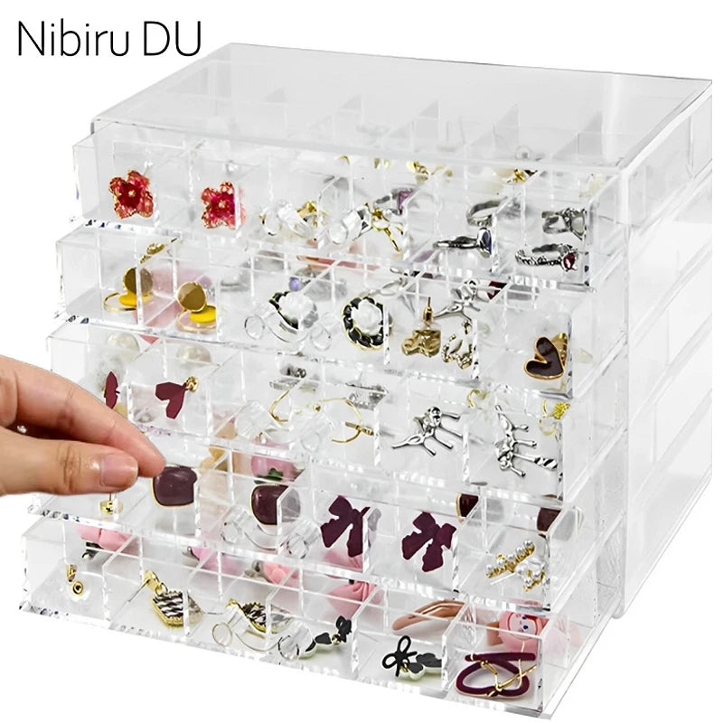 Transparente Schmuckaufbewahrungsbox 72/79/120 Gitter Mehrschicht-Organizer