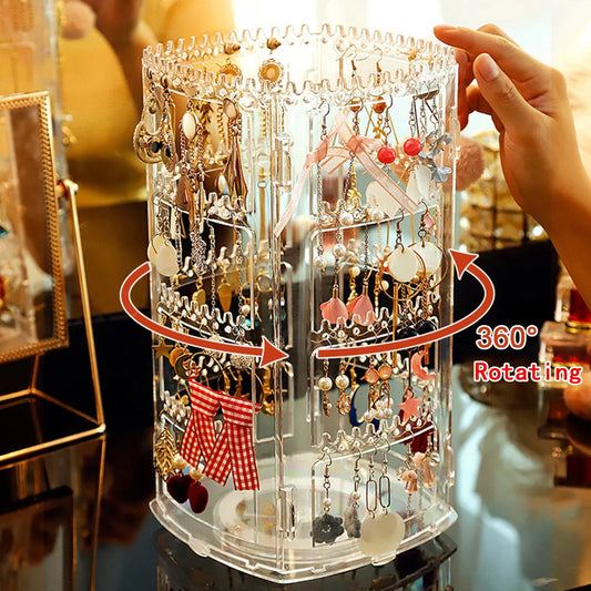 Présentoir à bijoux rotatif à 360 degrés pour boucles d'oreilles