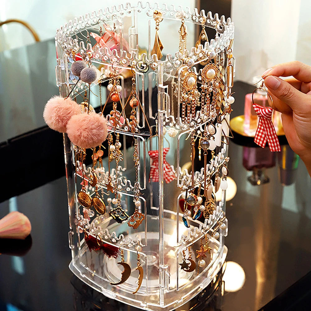 Présentoir à bijoux rotatif à 360 degrés pour boucles d'oreilles