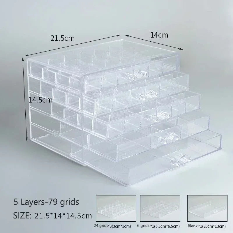 Transparente Schmuckaufbewahrungsbox 72/79/120 Gitter Mehrschicht-Organizer