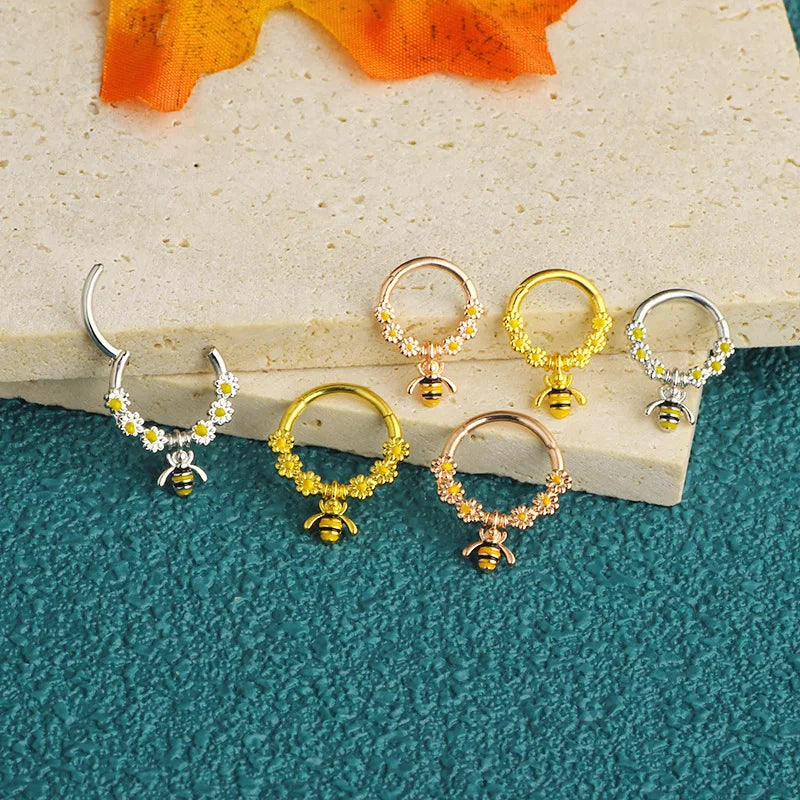 Crystal Septum Hoop Clickers Nose Ring