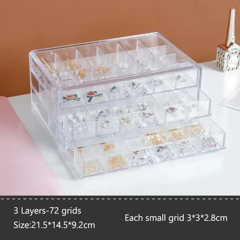 Transparente Schmuckaufbewahrungsbox 72/79/120 Gitter Mehrschicht-Organizer
