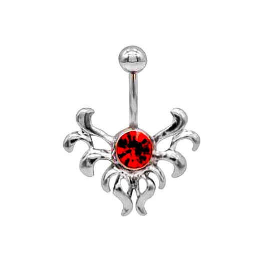 Bauchnabelpiercing mit gotischem Wappen aus Blutstein, 14 g