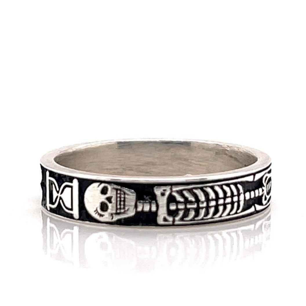 Memento Mori 925 Sterling Silver Vintage Ring - Pretty Savage Jewellery