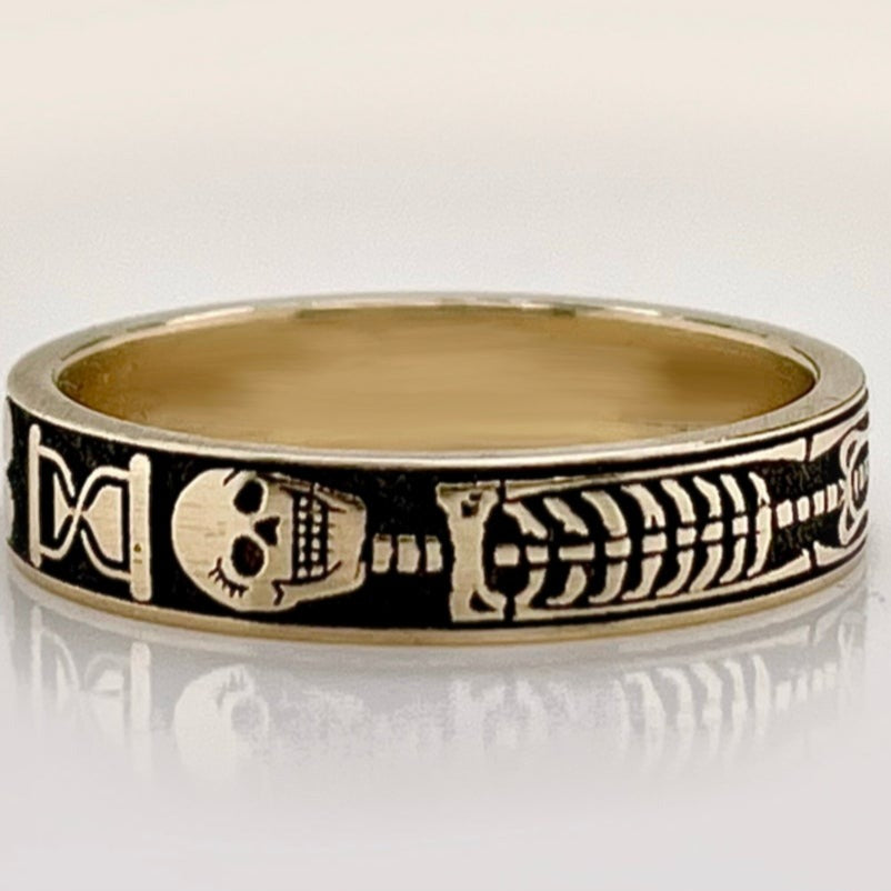 Memento Mori Yellow Gold Vintage Gothic Ring - Pretty Savage Jewellery