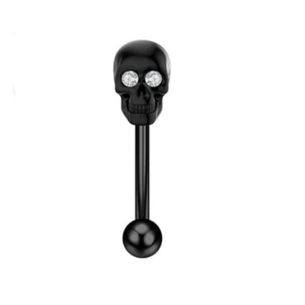 Totenkopf Edelstahl Schwarz Curved Barbell