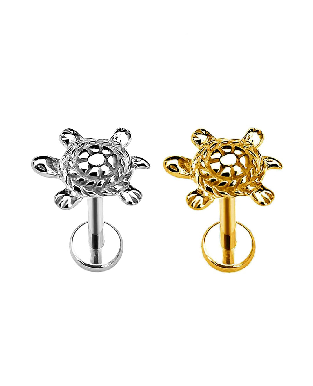 Schildpatt-Labret-Ohrstecker mit Gewinde 16G