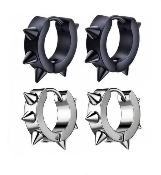 Boucles d'oreilles punk à pointes en acier inoxydable