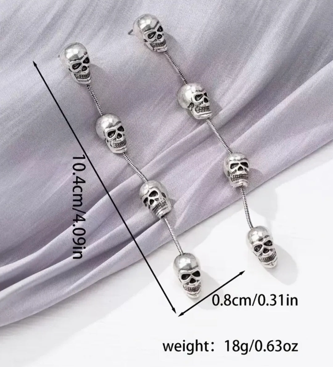 Skull Dangle Earring Pair