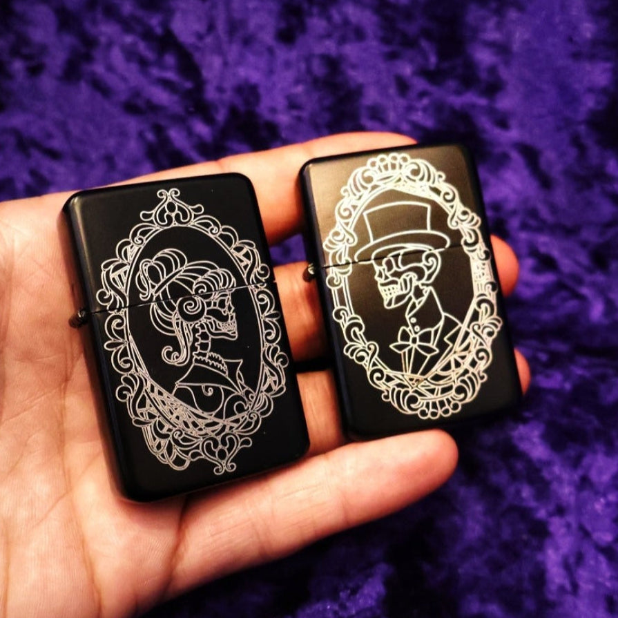 Skeleton Groom & Bride Skull Petrol lighter - Pretty Savage Jewellery