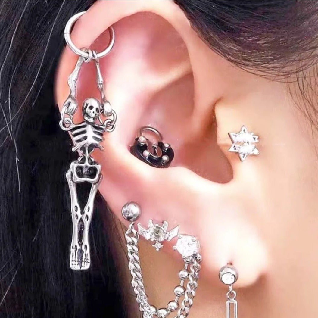 Skeleton Dangle Hinged Stainless Steel Earring - Pretty Savage Jewellery
