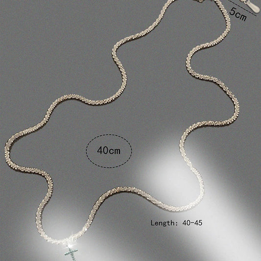 Silber Kreuz Zirkon Geometrische 925 Sterling Halskette