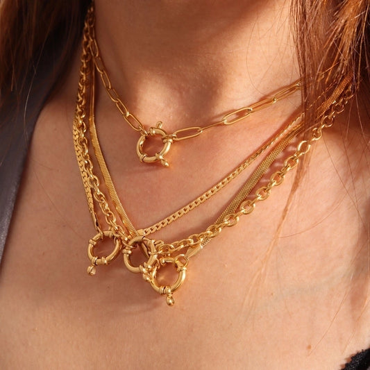 Collier pendentif en acier inoxydable 304 de couleur unie plaqué or 18 carats