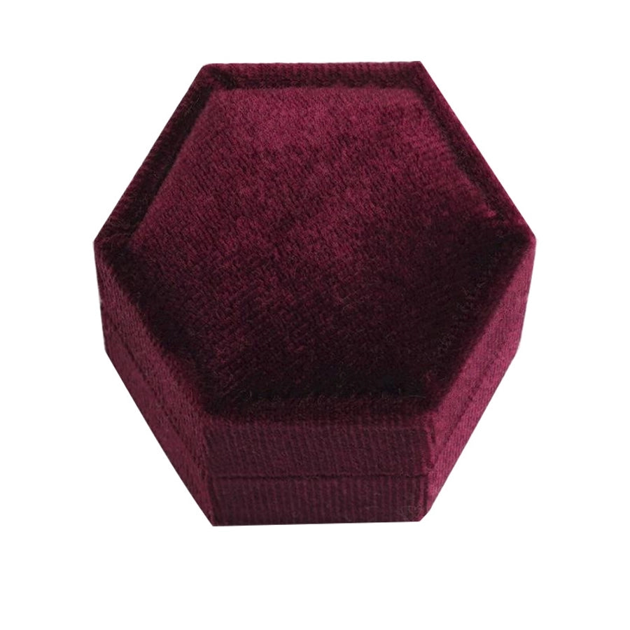Coffret à bagues hexagonal classique en velours de style simple