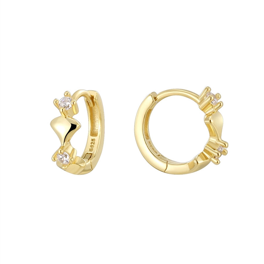 Boucles d'oreilles en argent sterling avec strass incrustés de couleur unie de style classique