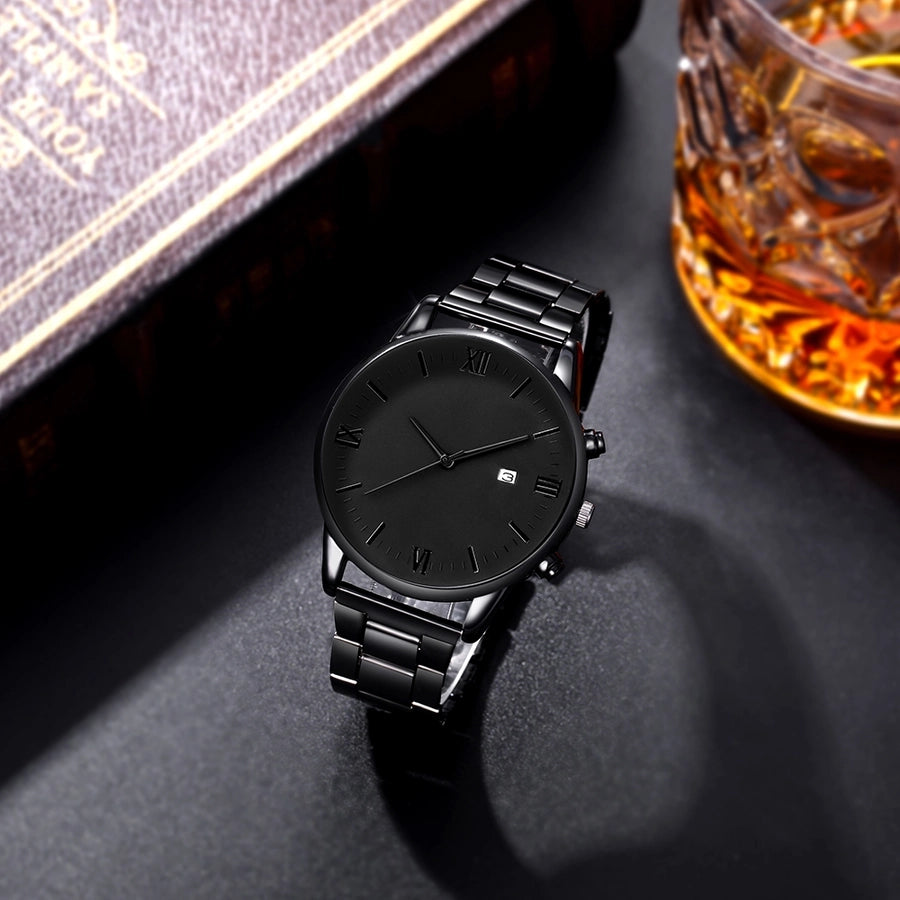 Montres à quartz pour hommes avec boucle déployante simple Business Number
