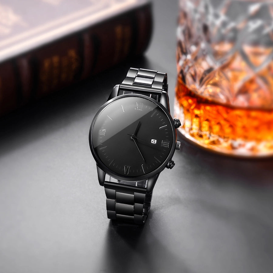 Montres à quartz pour hommes avec boucle déployante simple Business Number