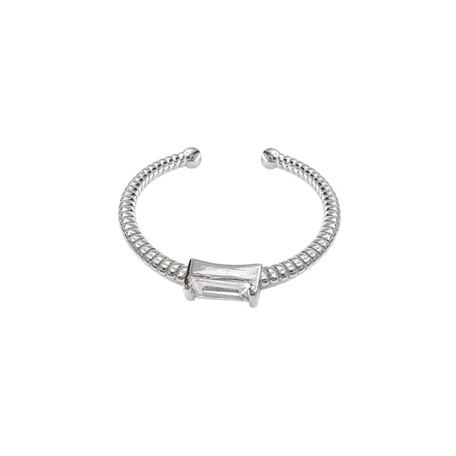 Rechteckiger Sterlingsilber-Ring mit polierter Zirkonia-Einlage