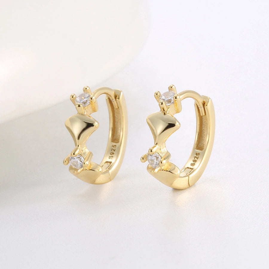 Boucles d'oreilles en argent sterling avec strass incrustés de couleur unie de style classique