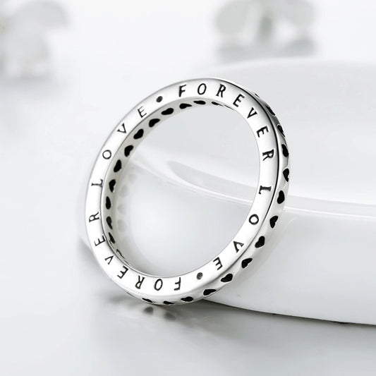 Bague en argent sterling 925 en forme de cœur avec lettres