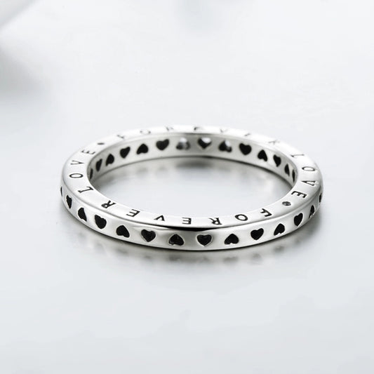 Bague en argent sterling 925 en forme de cœur avec lettres