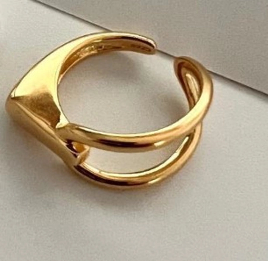 geometric 925 Sterling Silver Open Adjustable Ring