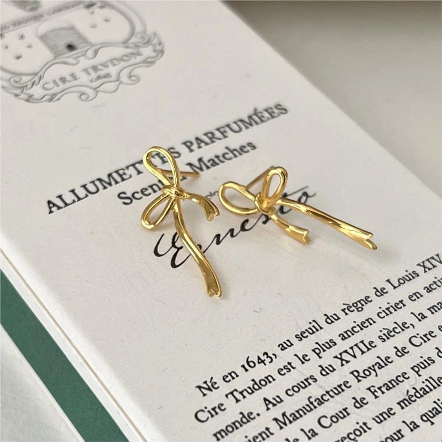 Clous d'oreilles en argent sterling plaqués en forme de nœud papillon
