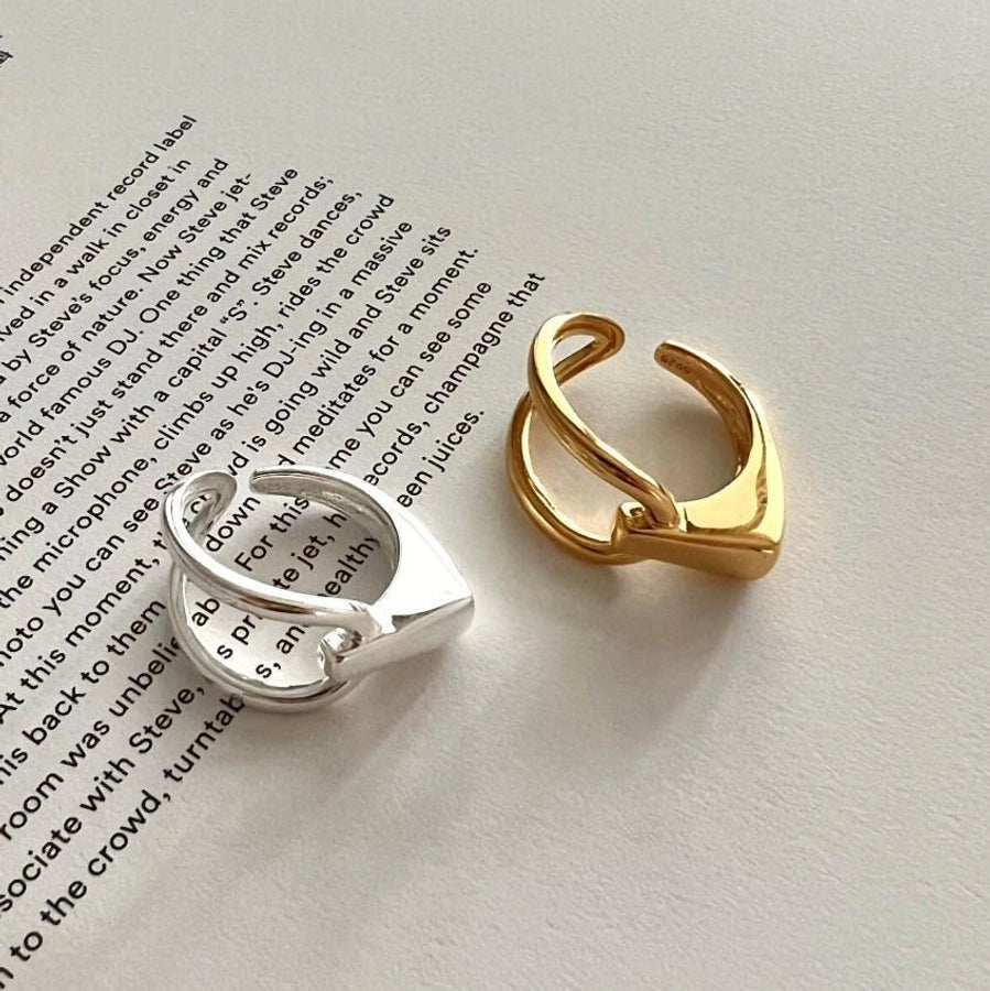 geometric 925 Sterling Silver Open Adjustable Ring