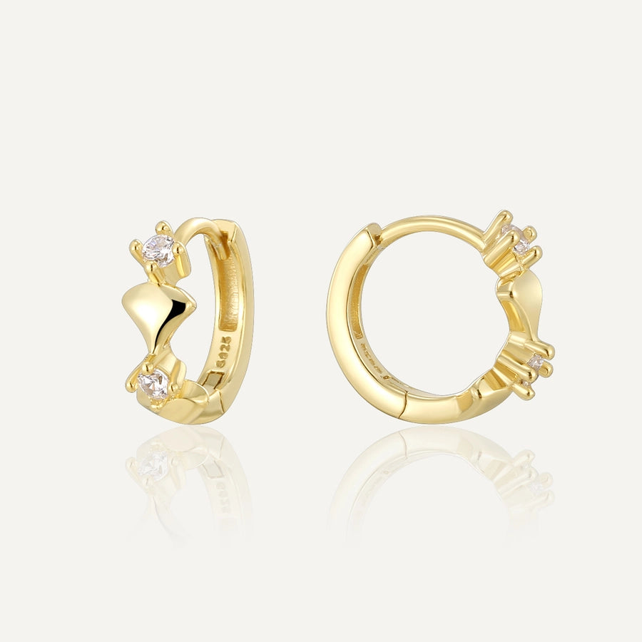 Boucles d'oreilles en argent sterling avec strass incrustés de couleur unie de style classique
