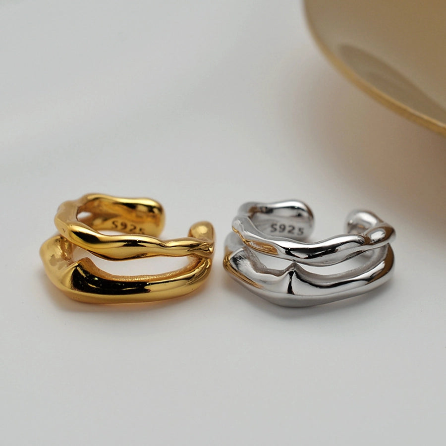 clips d'oreilles géométriques plaqués argent sterling
