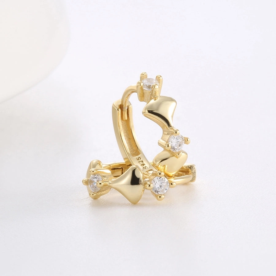 Boucles d'oreilles en argent sterling avec strass incrustés de couleur unie de style classique