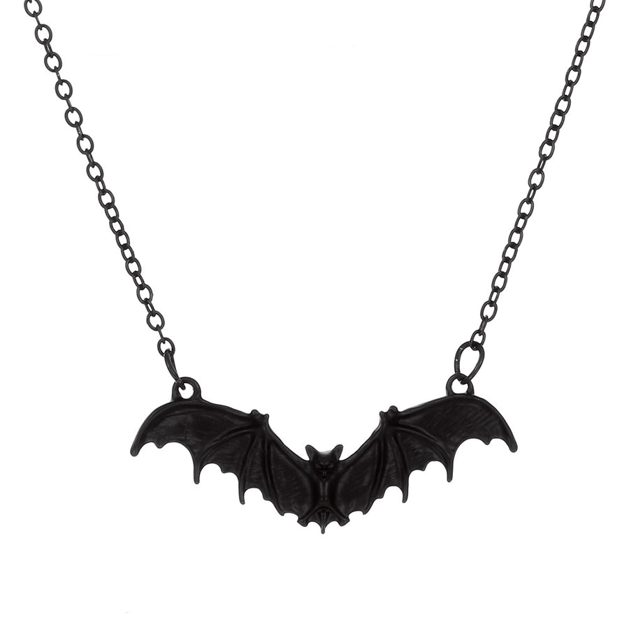 Collier en alliage noir avec motif chauve-souris gothique