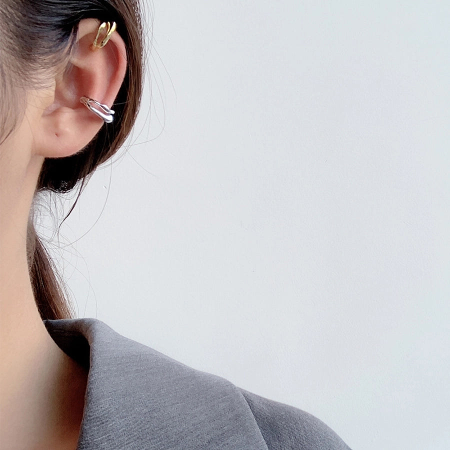 clips d'oreilles géométriques plaqués argent sterling
