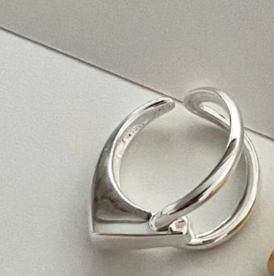 geometric 925 Sterling Silver Open Adjustable Ring