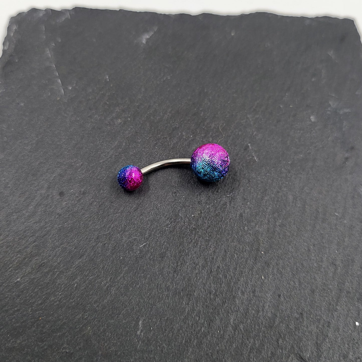 Pink & Blue Belly Bar Stainless Steel Navel Bar Body Jewellery Belly Button Ring Piercing Jewellery - Pretty Savage Jewellery