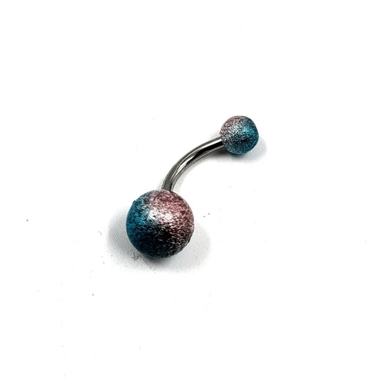 Yellow & Blue Belly Bar Stainless Steel Navel Bar Body Jewellery Belly Button Ring Piercing Jewellery - Pretty Savage Jewellery
