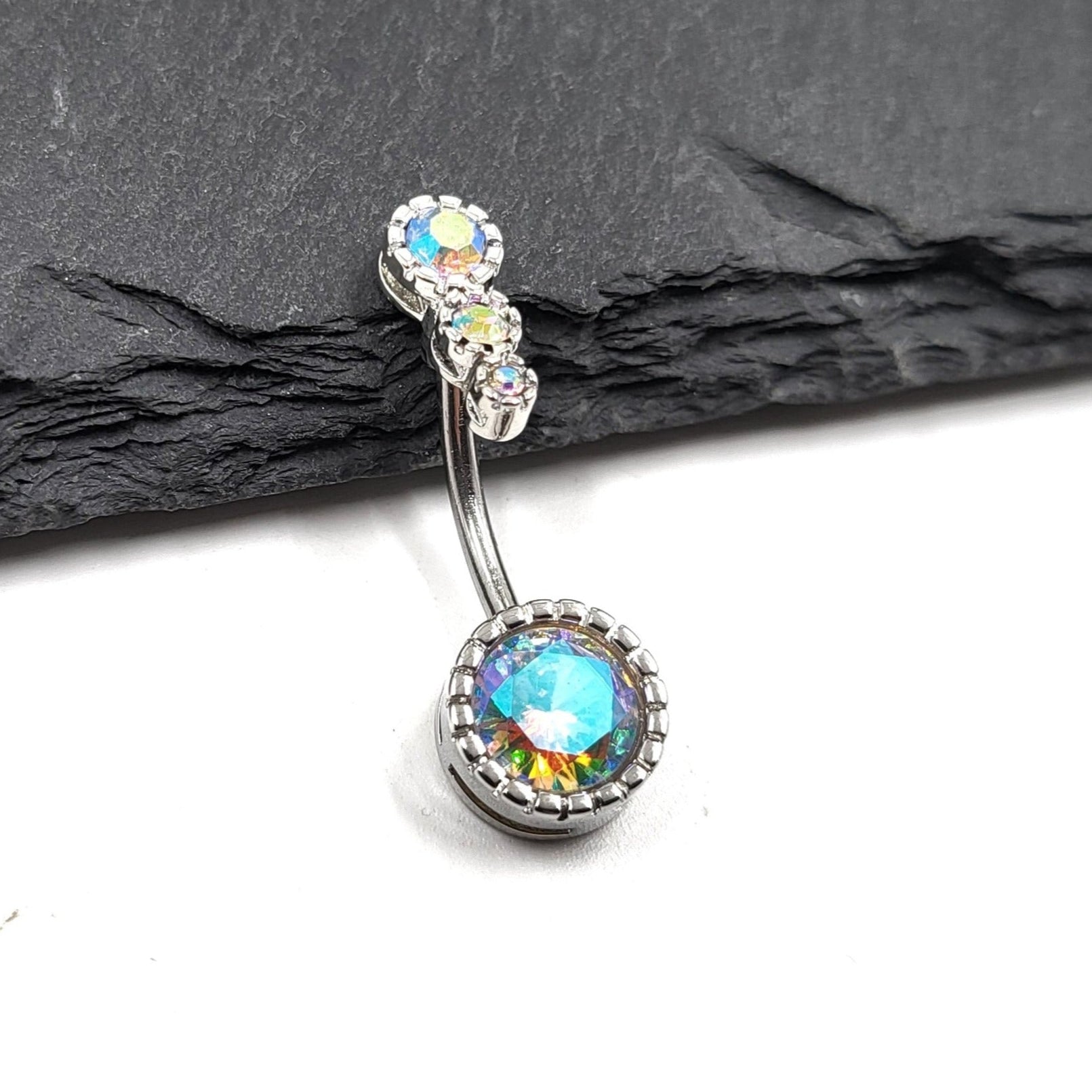 Clear Crystal Belly Bar Body Jewellery Gem Navel Bar - Pretty Savage Jewellery