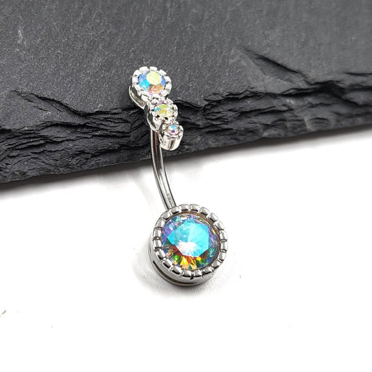 Clear Crystal Belly Bar Body Jewellery Gem Navel Bar - Pretty Savage Jewellery