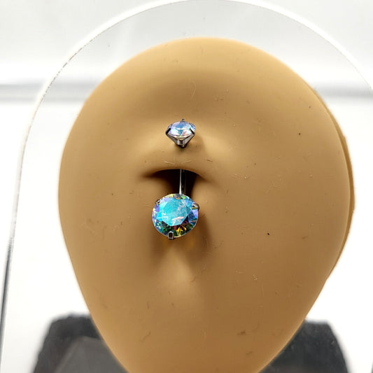 Crystal Gem Stone Belly Bar Body Jewellery Gem Navel Bar - Pretty Savage Jewellery