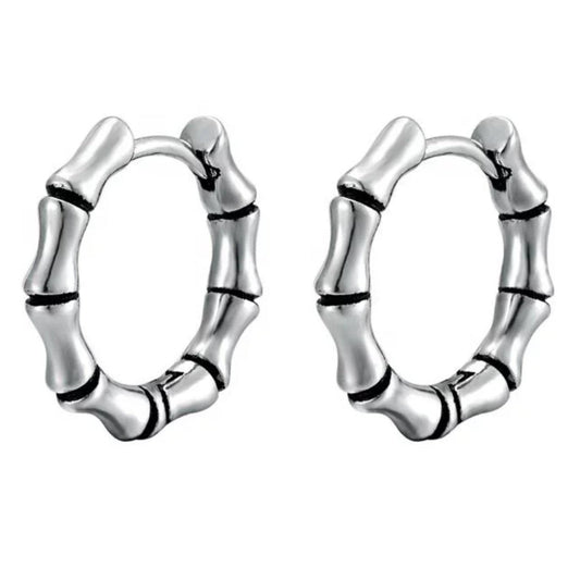 Bamboo Style Stainless Steel Ear Ring - Pretty Savage Jewellery