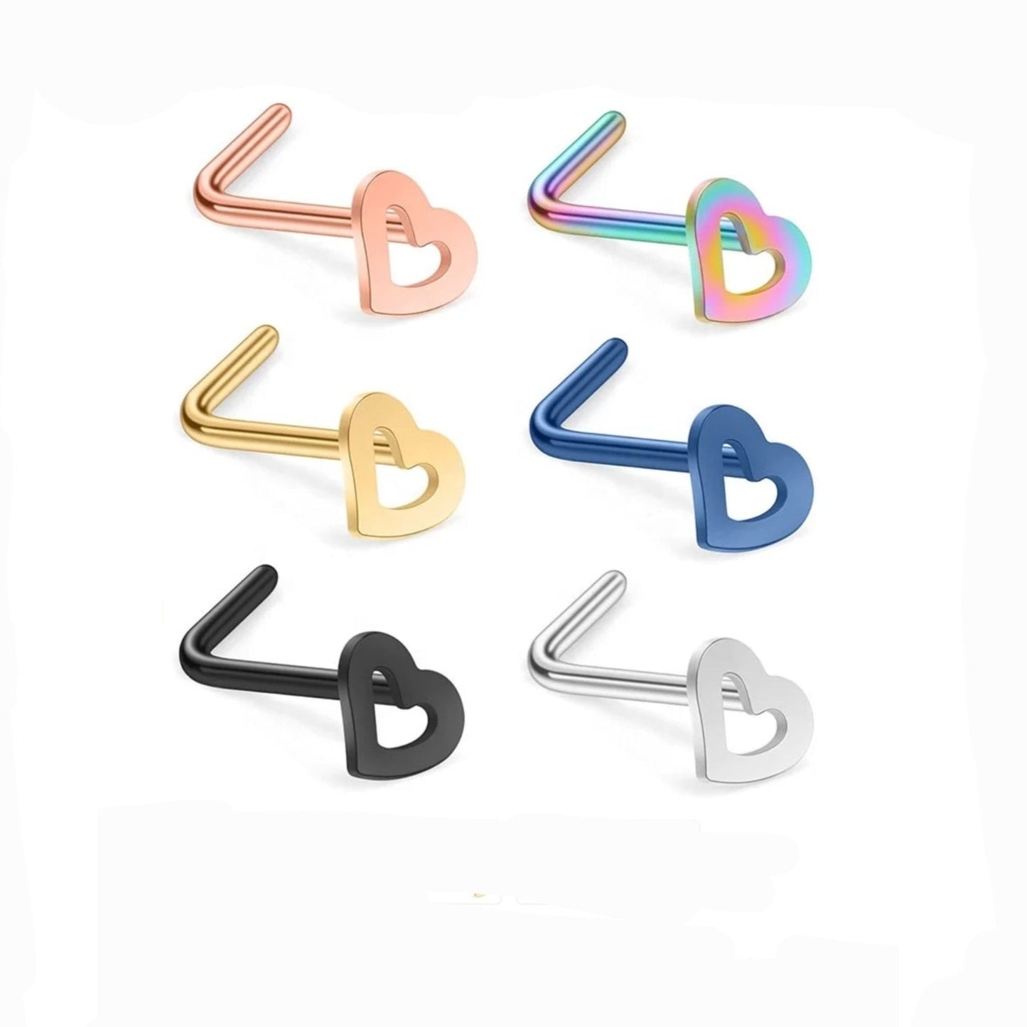 Heart L Shape Bar Stainless Steel Studs - Pretty Savage Jewellery
