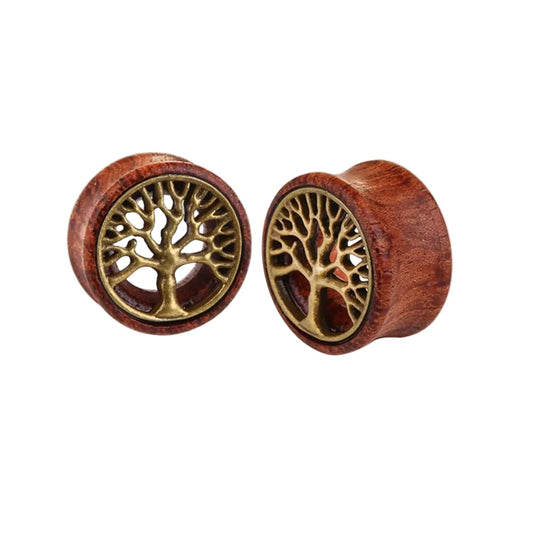 Tree Of Life Ear Tunnels Wooden Ear Stretcher Plug - Pretty Savage Jewellery