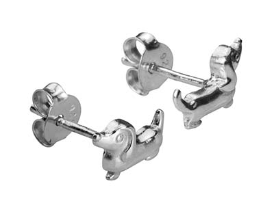 Sterling Silver Dachshund Design Earring Pair - Pretty Savage Jewellery