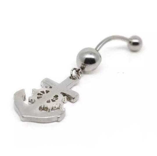 Nautical Dangle Belly Bar Sailors Diamanté Navel Bar - Pretty Savage Jewellery