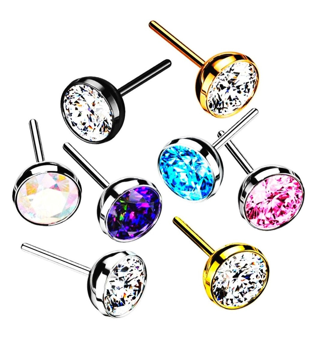 8 different colour titanium studs with gems