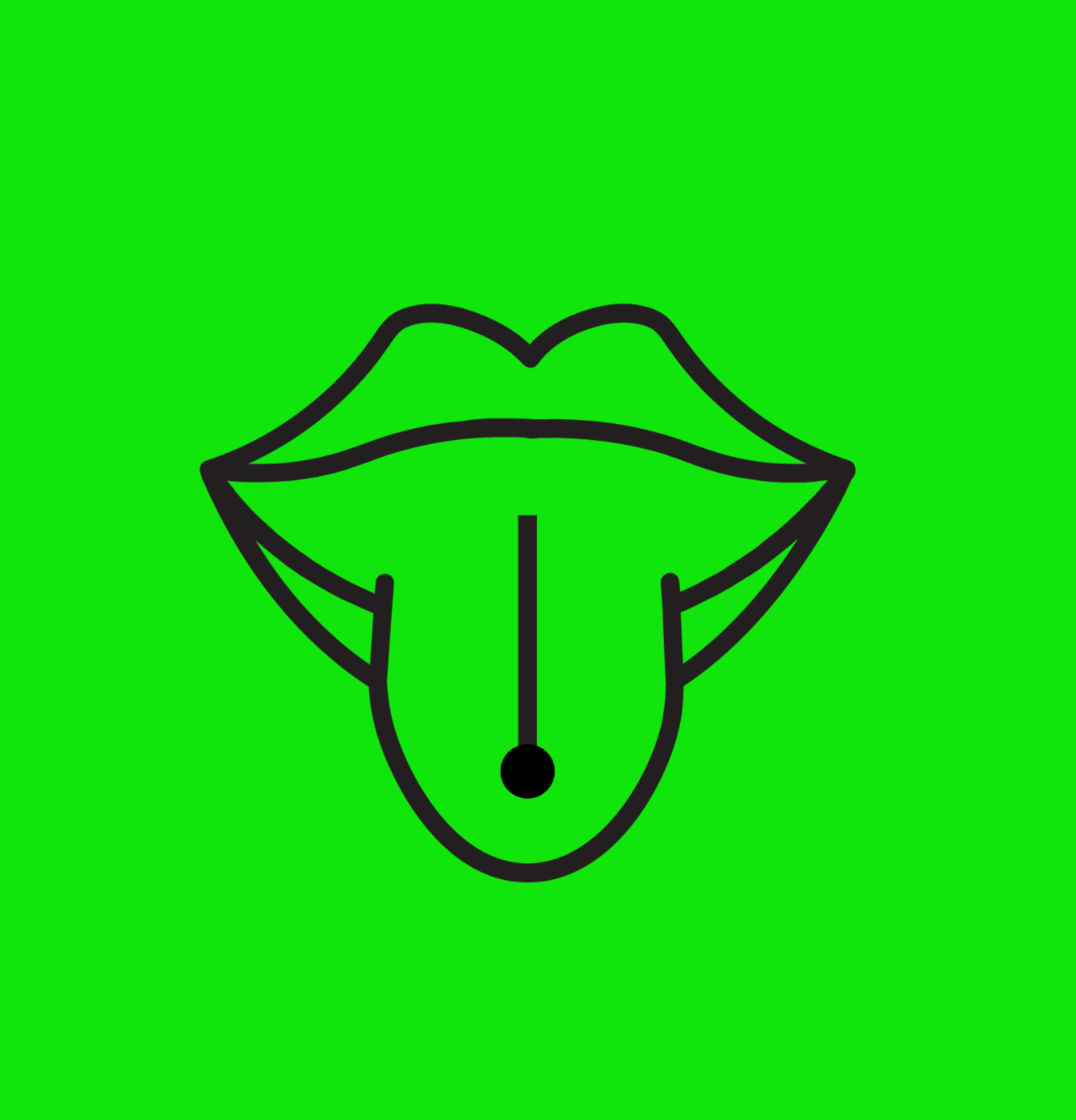 tongue picture with a tongue piercing on a green background